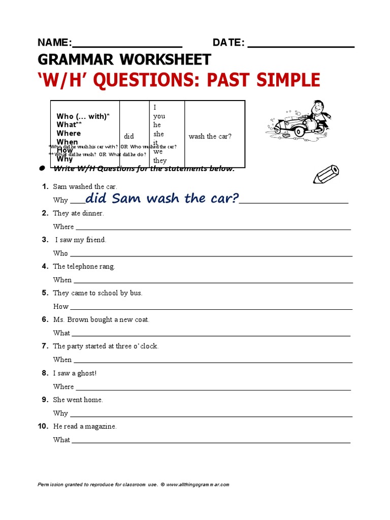 Wh-Questions Past Tense | PDF
