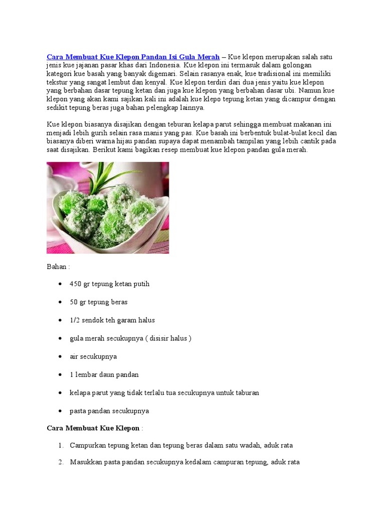 Cara Membuat Klepon | PDF