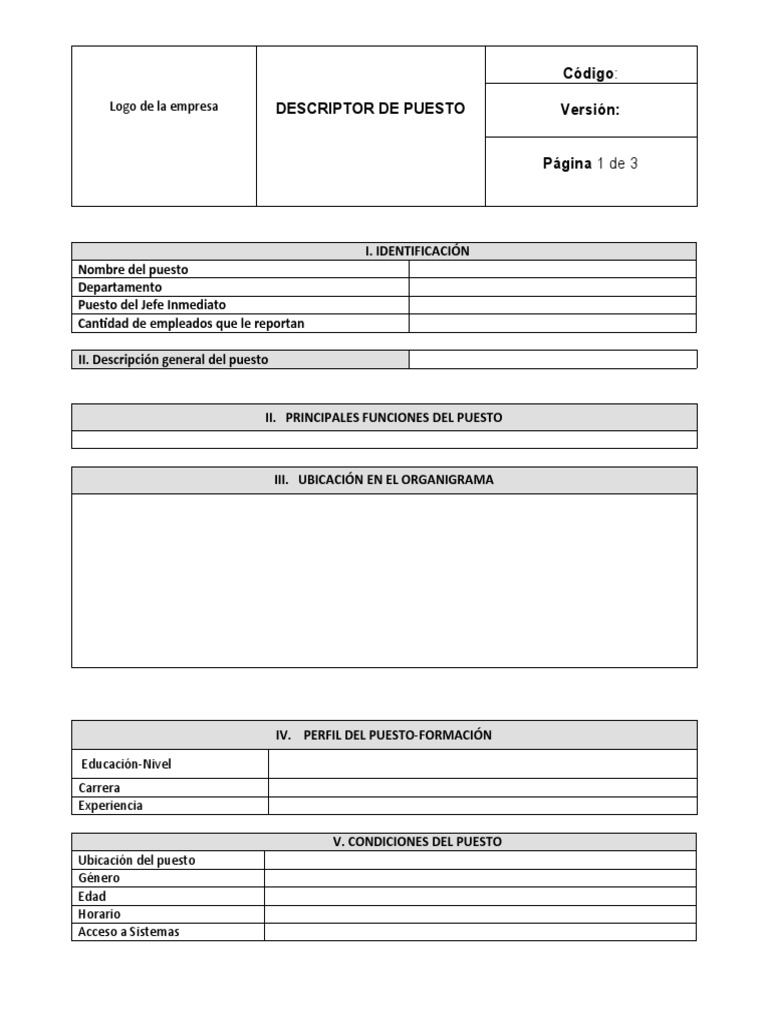 Descriptor de Puesto: Guía Completa | PDF