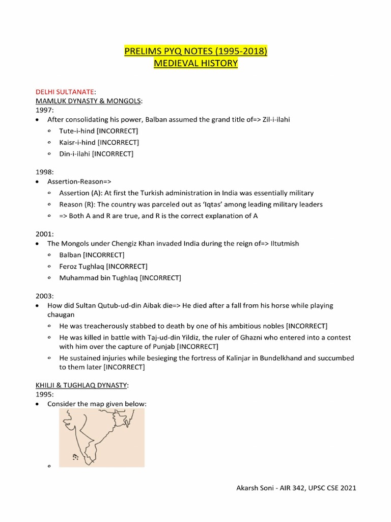 Pyq notes medieval history prelims pdf
