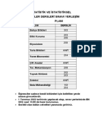 İstati̇sti̇k Ve İstati̇sti̇ksel Yöntemler Sinavi Bütünleme Yerleşi̇m Plani