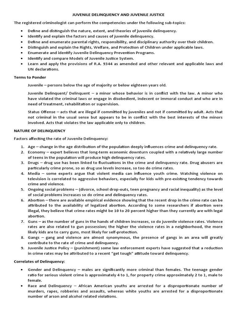 Understanding Juvenile Delinquency | PDF | Juvenile Delinquency ...