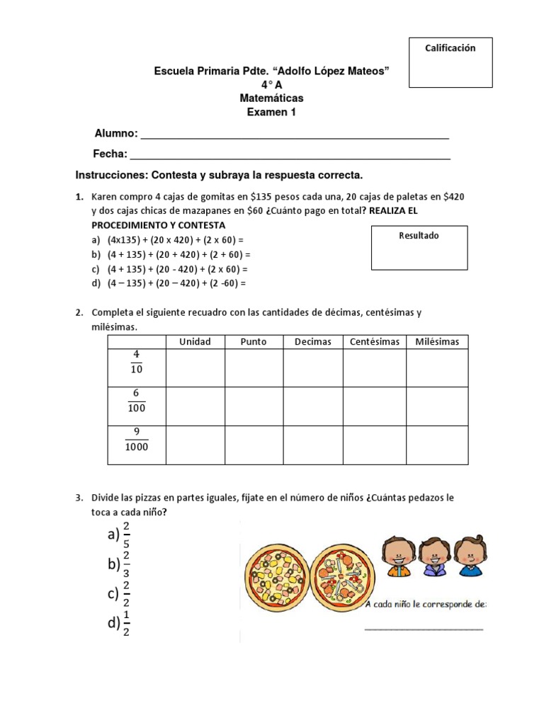 Examen 1 MATEMATICAS | PDF | Crecimiento personal y profesional