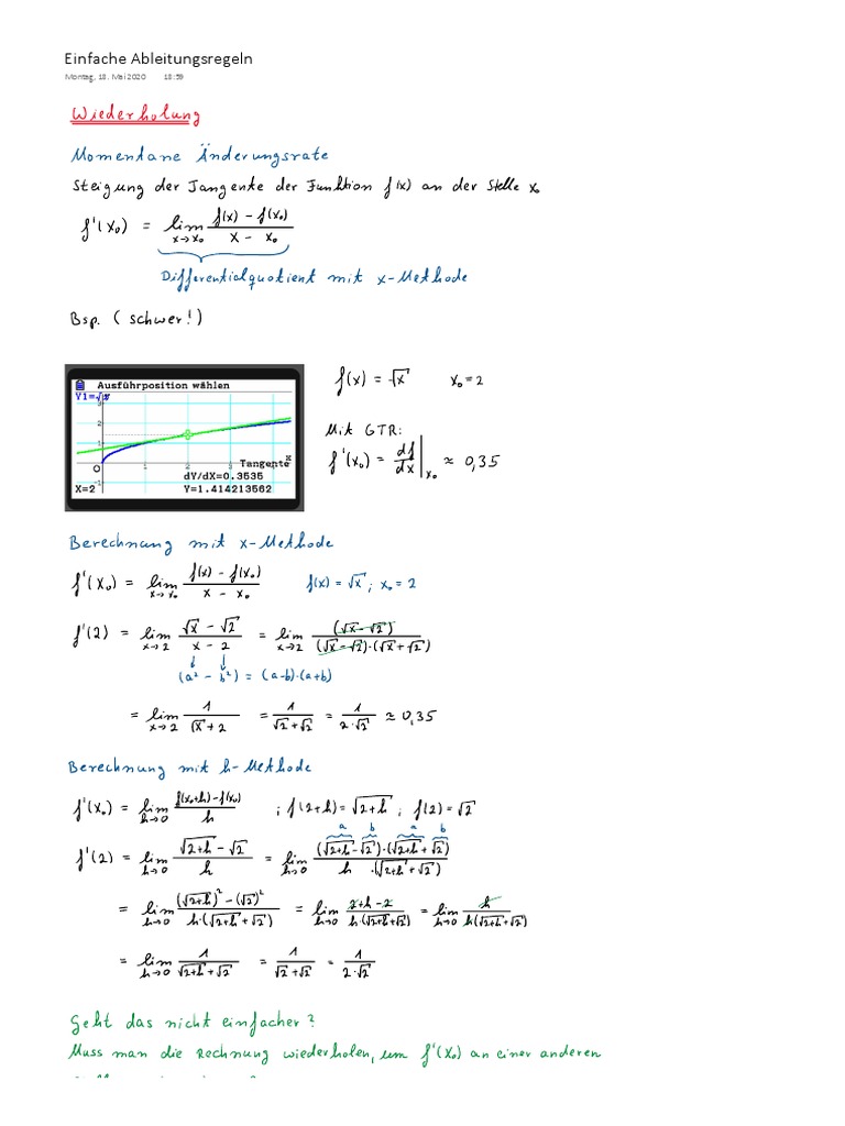 001 Einfache Ableitungsregeln Tangente | PDF