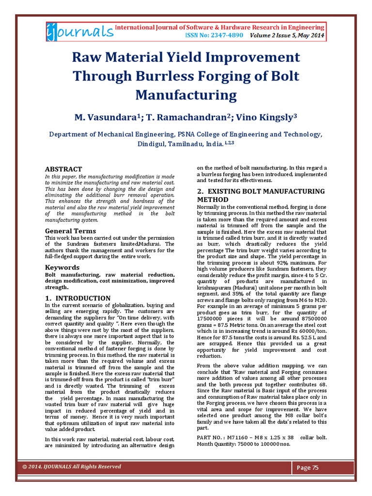 Raw Material Yield Improvement Download Free PDF
