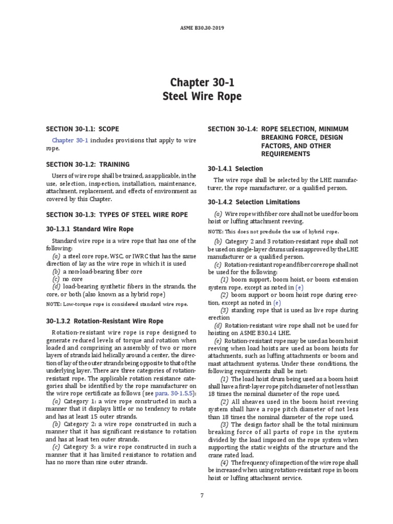 ASME B30.30 Wire Rope Standards | PDF | Wire | Manufactured Goods