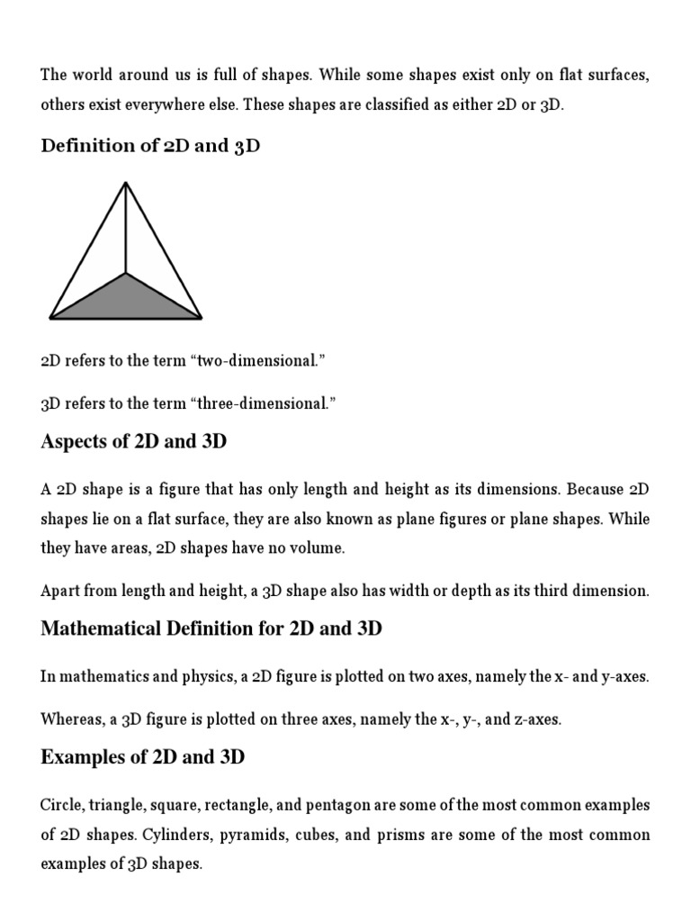 Differences and Similarities Between 2D & 3D | PDF