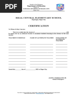 Certificate of Non Disruption of Classes