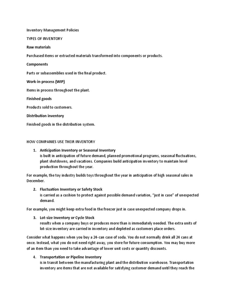 Inventory Management Essentials | PDF | Inventory | Cost
