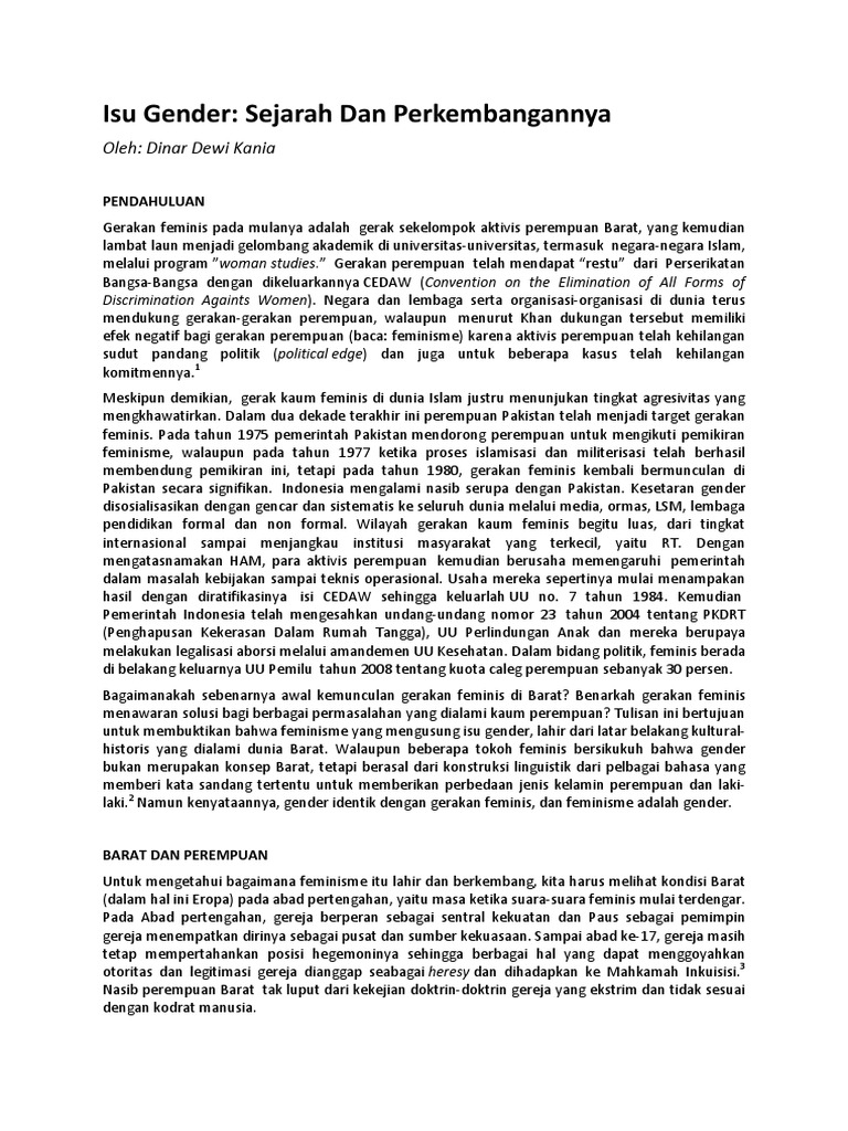 Isu Gender Sejarah Dan Perkembangannya | PDF