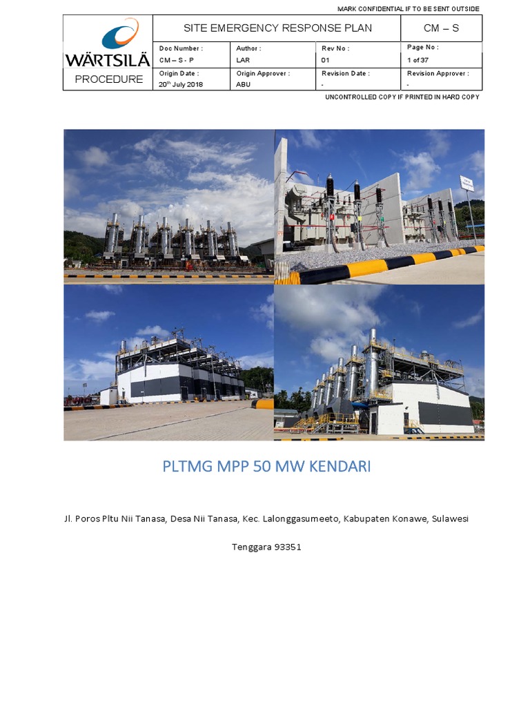 Kendari Plant Emergency Response Plan | PDF | Engines | Emergency ...