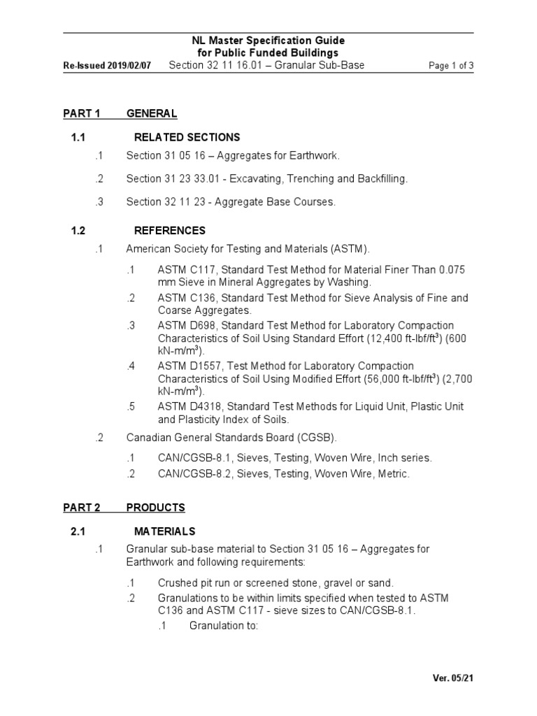 Section 32 11 16.01 Granular SubBase PDF Gravel Construction