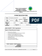 Patient Education Form: Tarlac State University College of Science