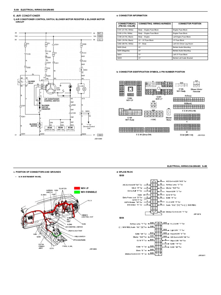 Air Conditioner Electrical Wiring Diagrams and Connector Information PDF Fuse (Electrical