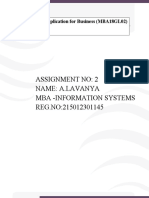 Assignment No: 2 Name: A.Lavanya Mba - Information Systems REG - NO:215012301145