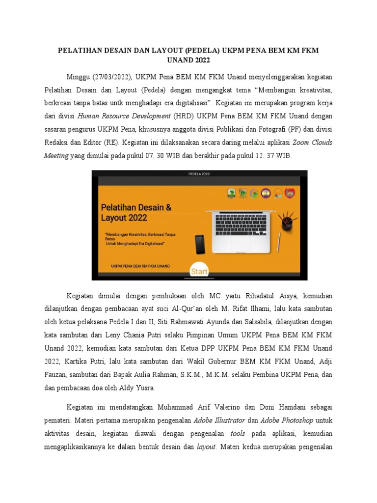 Berita Pelatihan Desain Dan Layout Ukpm Pena Bem KM FKM Unand - 27 ...