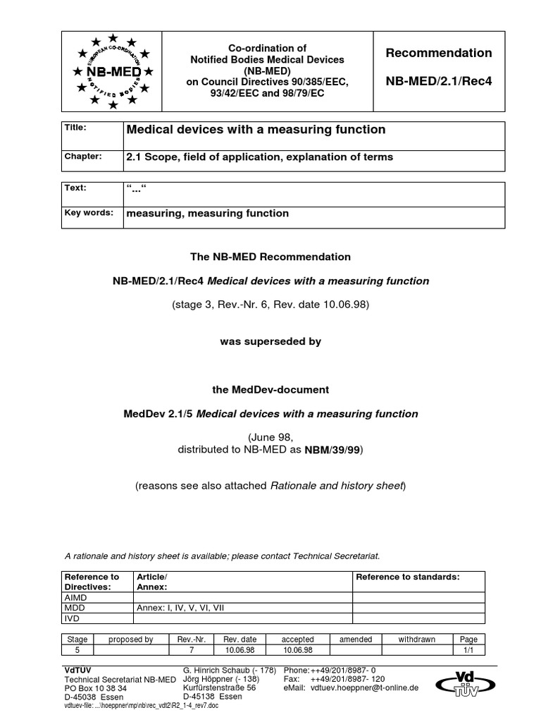Medical Devices with Measuring Function | PDF | Medical Device ...