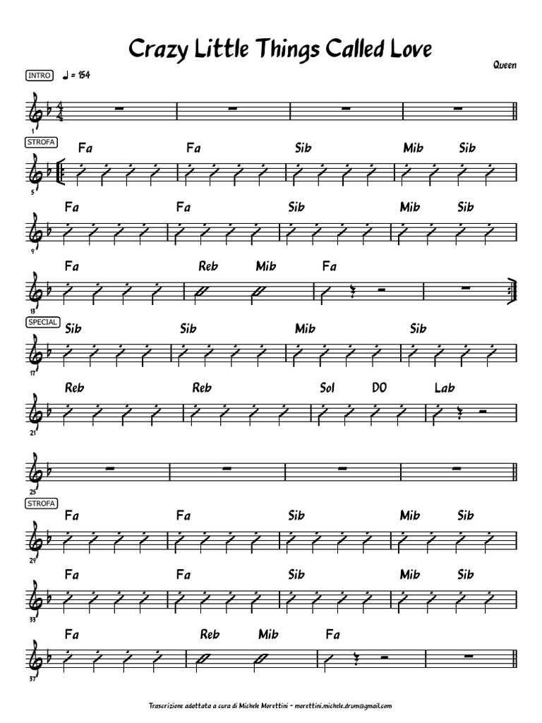 Crazy Little Things Called Love Piano PDF