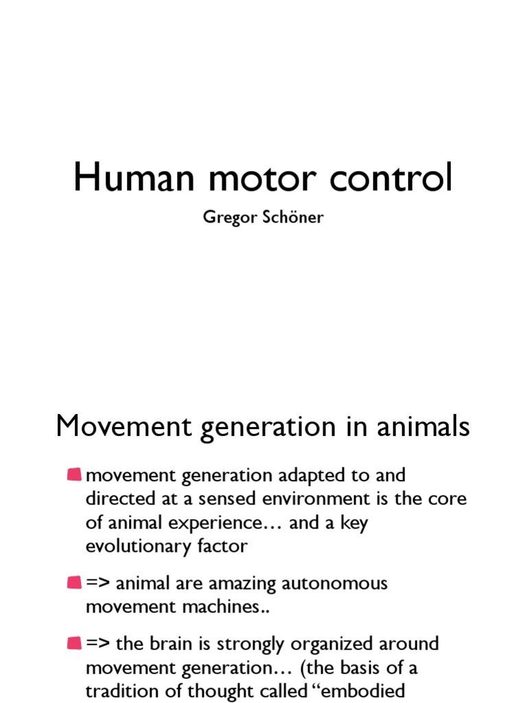 9 Motor Control Human PDF Motor Control Perception