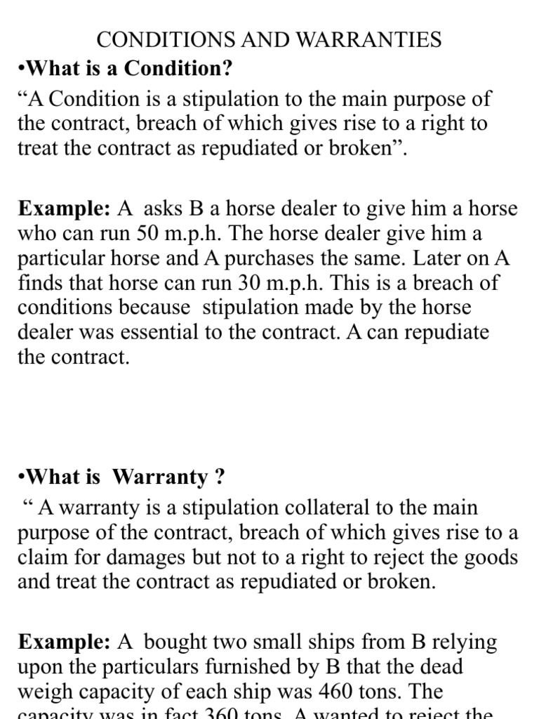 Conditions and Warranties