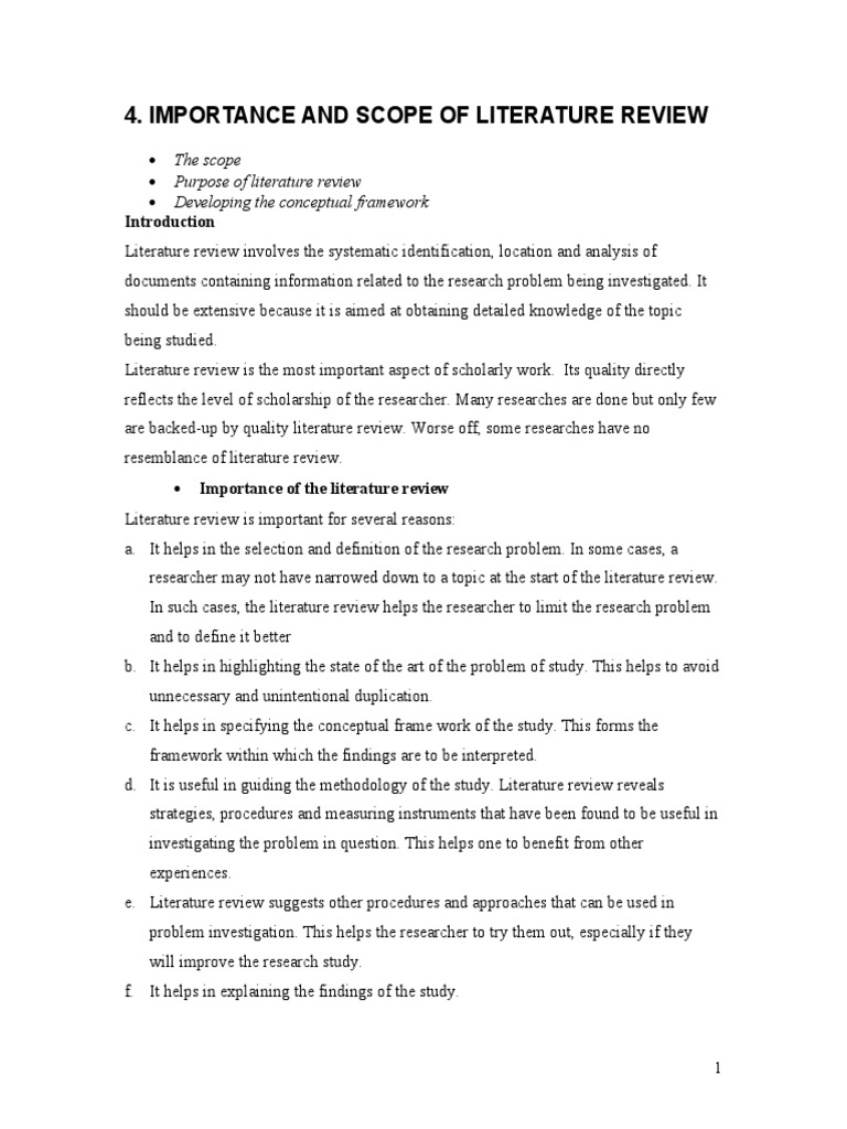 Importance and Scope of Literature Review PDF