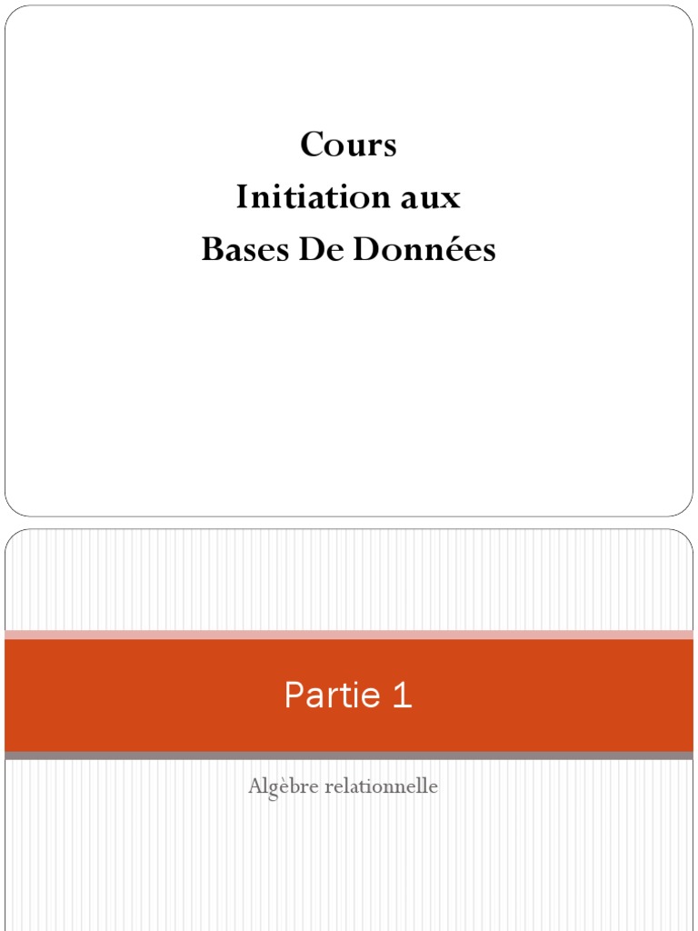 Introduction à l'Algèbre Relationnelle | PDF | SQL | Base de données ...