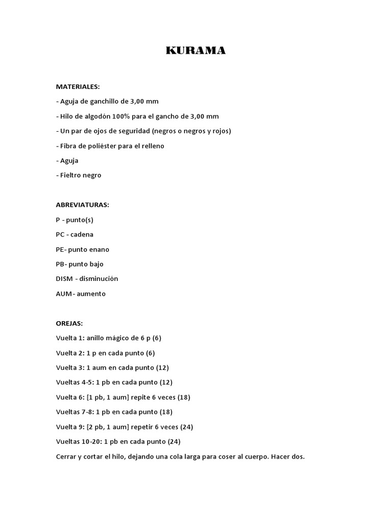 KURAMA Crochet PDF Tejer Fibras