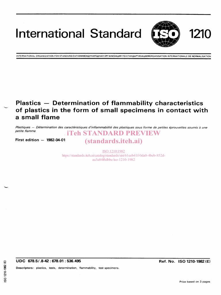 Determination of the Flammability Characteristics of Plastics Using