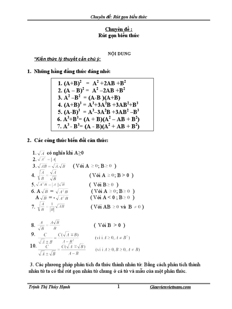 Chuyen de rut gon bieu thuc lop 9 pdf