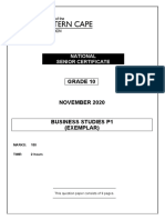 BUSINESS STUDIES P1 QP GR10 NOV 2020 - English