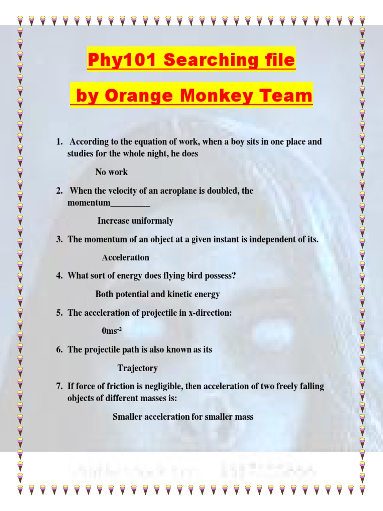 Phy101 Quiz 1 2021 Monkey | PDF | Force | Rotation Around A Fixed Axis