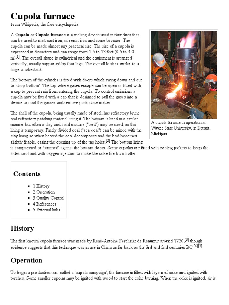 Cupola Furnace Wikipedia, The Free Encyclopedia PDF Manmade