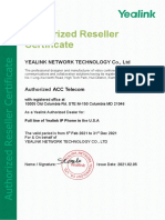 Yealink Authorized Reseller Certificate ACC Telecom