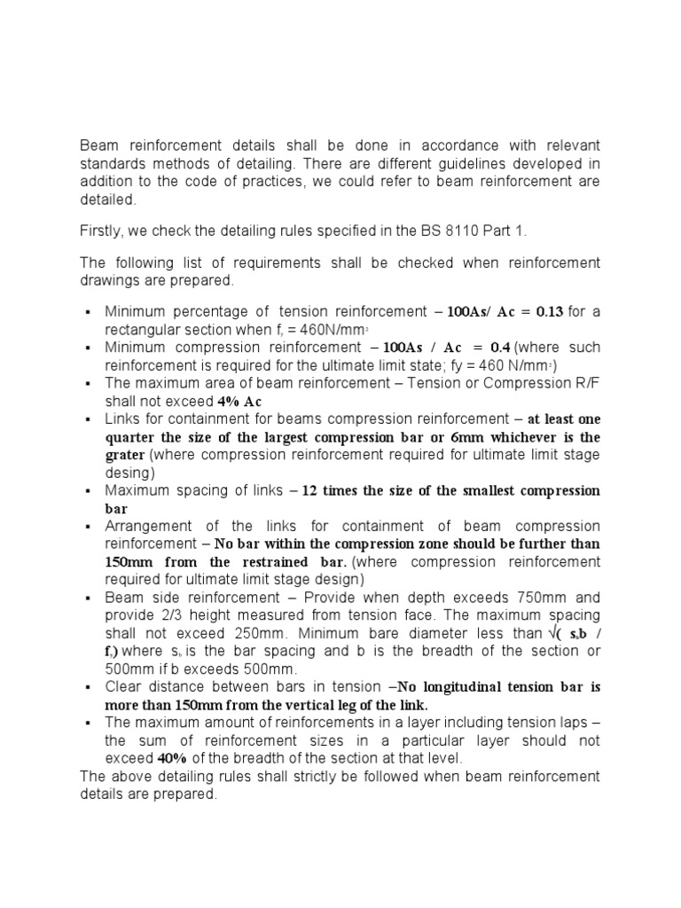 Beam Reinforcement Detailing Guidelines | PDF | Beam (Structure ...