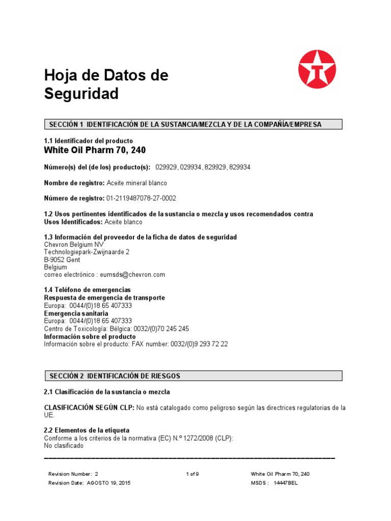 White Oil Farmaceutical Iso240 | PDF | Toxicidad | Solubilidad