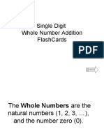 Single Digit Whole Number Addition Flash Cards