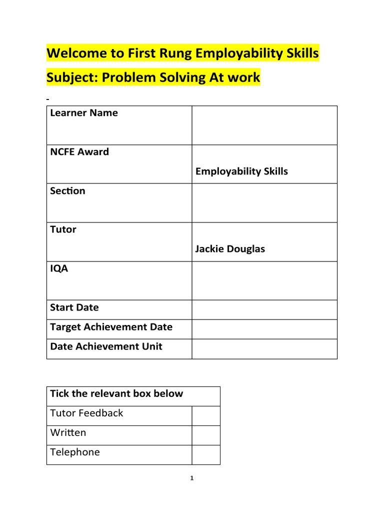 Problem Solving Skills Workbook | PDF | Learning | Decision Making