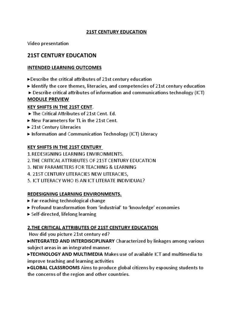 21ST Century Education PDF Educational Technology Learning
