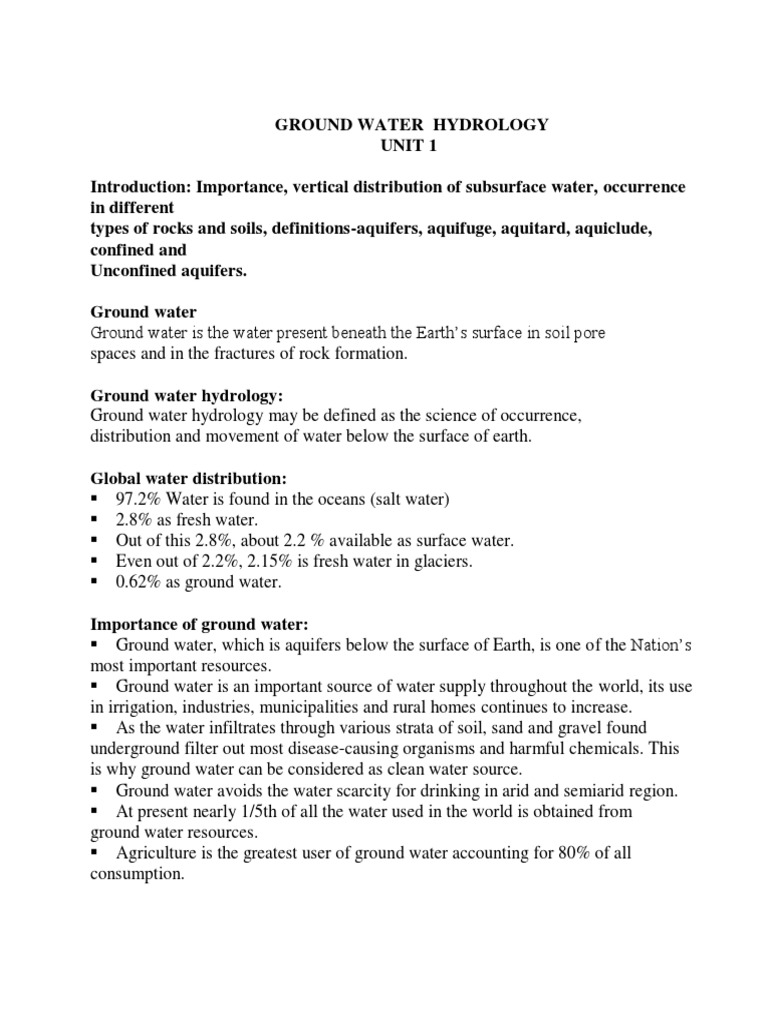 Ground Water Hydrology Overview | PDF | Aquifer | Groundwater