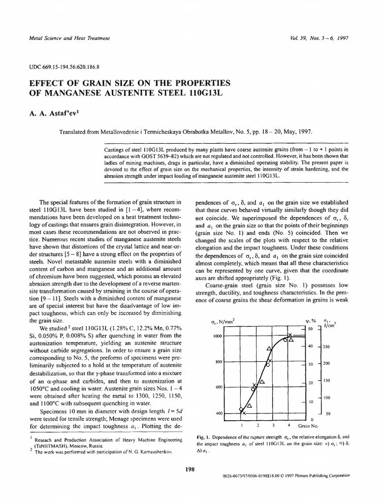 Grain Size Impact on Manganese Steel Properties | PDF | Strength Of ...