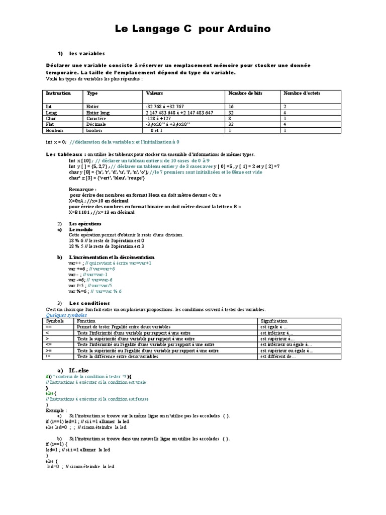 Programmation Arduino en C | PDF | Structure de contrôle | Génie logiciel