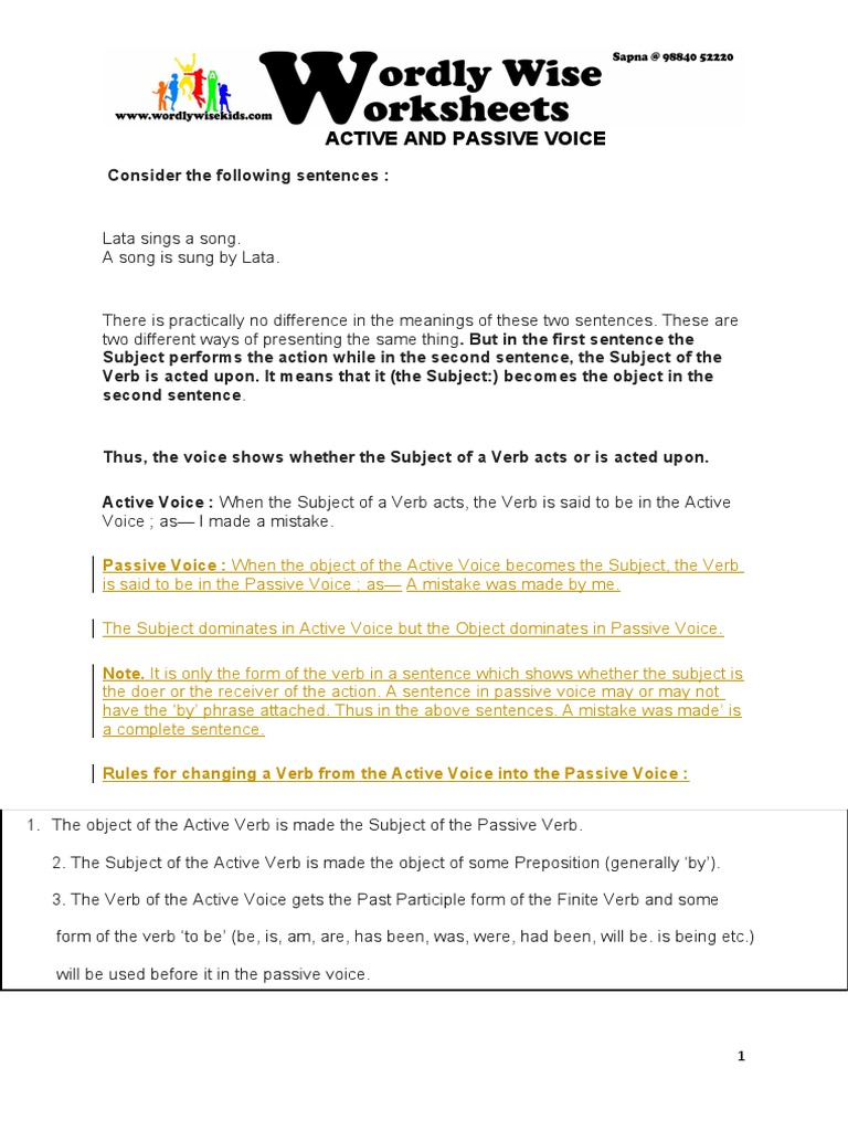 Grammar: Active vs. Passive Voice | PDF | Language Arts & Discipline