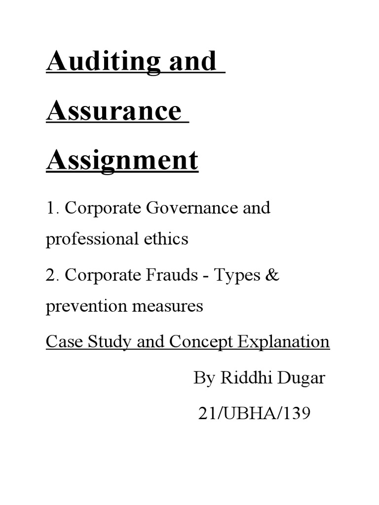 Auditing and Assurance Assignment | PDF | Corporate Governance | Board ...