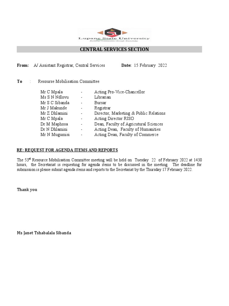Sample Email To Request Agenda Items For A Meeting