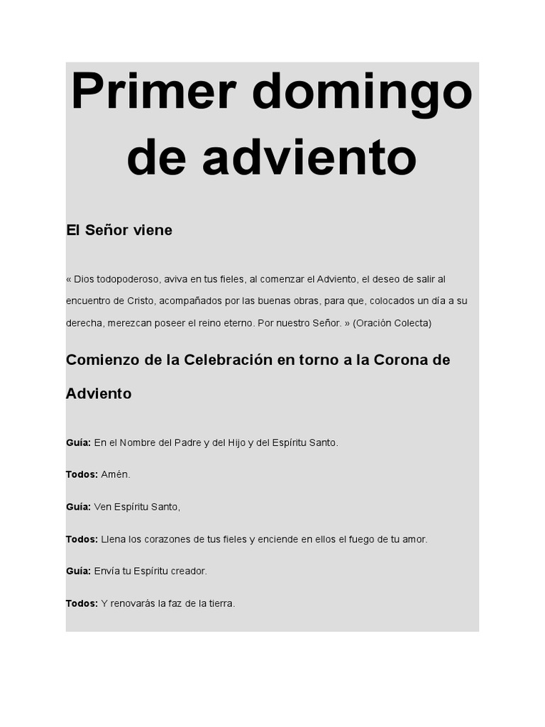 Primer Domingo de Adviento PDF Adviento Cristo (título)