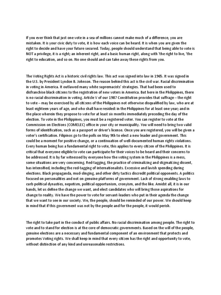 Emtech Essay | PDF | Voter Registration | Suffrage