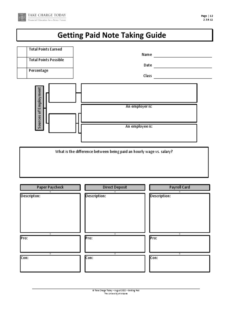 Getting Paid Note Taking Guide 2.3.9.L1 | PDF