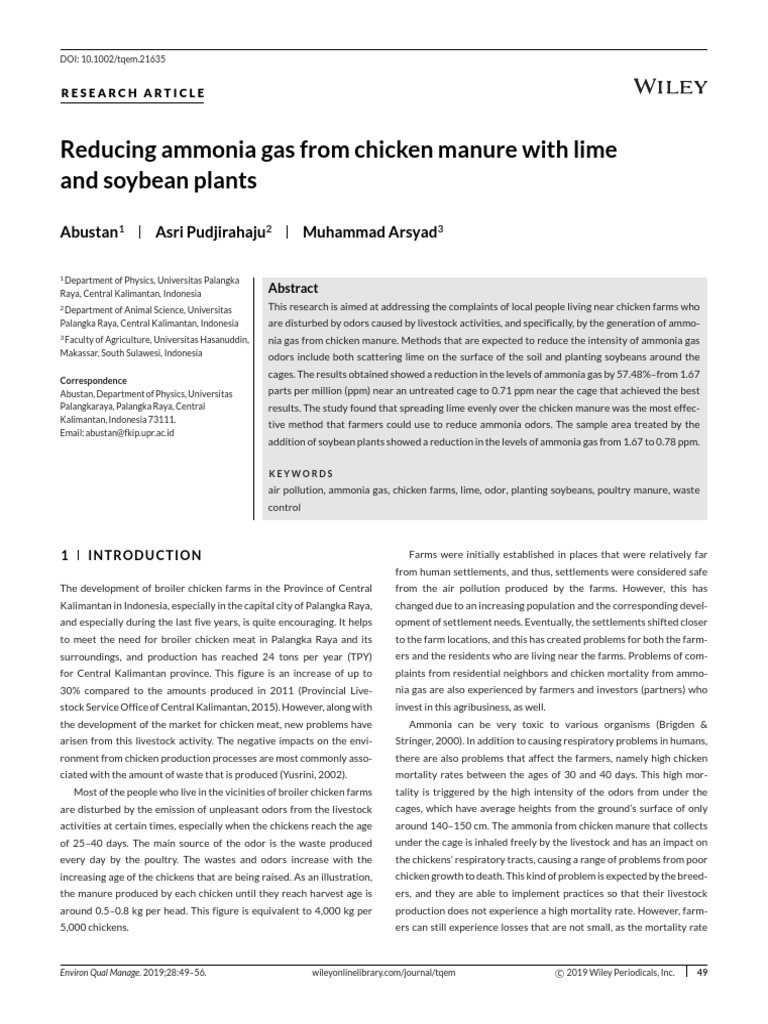 Ammonia Burn On Poultry PDF Soil Ammonia