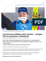 Linn Persson Tillbaka Efter Skadan - Uttagen Till VC-premiären I Skidskytte - SVT Sport