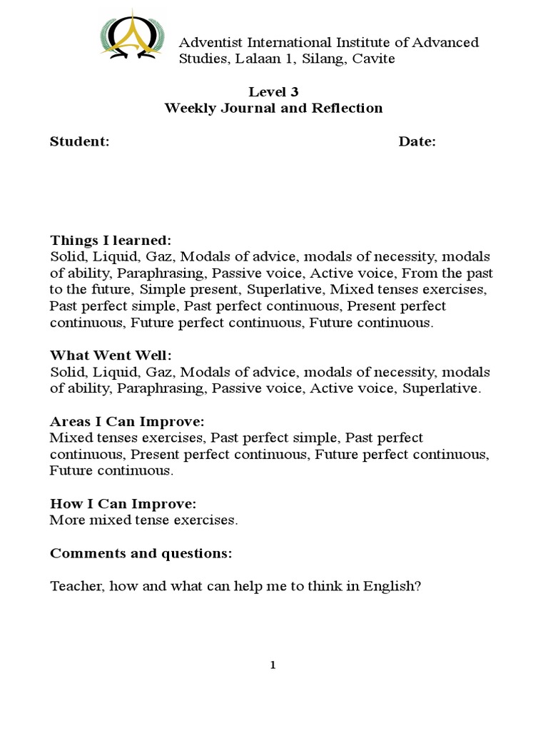 Journal Template L3 | PDF